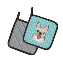 Load image into Gallery viewer, Checkerboard Blue French Bulldog Pot Holders - Set of 2 - Heat-Resistant Kitchen Essentials BB1176PTHD