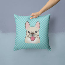 Load image into Gallery viewer, Checkerboard Blue French Bulldog Canvas Throw Pillow - 14x14 Decorative Pillow – Art for Your Home &amp; Patio BB1176PW1414