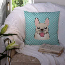Load image into Gallery viewer, Checkerboard Blue French Bulldog Canvas Throw Pillow - 14x14 Decorative Pillow – Art for Your Home &amp; Patio BB1176PW1414