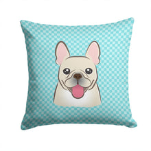 Load image into Gallery viewer, Checkerboard Blue French Bulldog Canvas Throw Pillow - 14x14 Decorative Pillow – Art for Your Home &amp; Patio BB1176PW1414