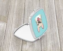 Load image into Gallery viewer, Checkerboard Blue French Bulldog Compact Mirror – Stylish Purse Mirror with Artistic Covers BB1176SCM