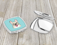 Load image into Gallery viewer, Checkerboard Blue French Bulldog Compact Mirror – Stylish Purse Mirror with Artistic Covers BB1176SCM