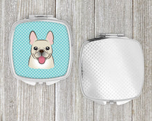 Load image into Gallery viewer, Checkerboard Blue French Bulldog Compact Mirror – Stylish Purse Mirror with Artistic Covers BB1176SCM