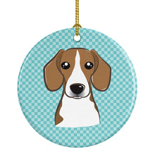 Load image into Gallery viewer, Checkerboard Blue Beagle Ceramic Ornament BB1177CO1