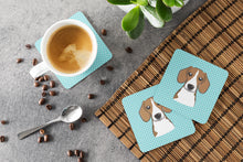 Load image into Gallery viewer, Checkerboard Blue Beagle Coasters - Set of 4 Lightweight Foam, Absorbent Drink Coasters BB1177FC