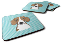 Load image into Gallery viewer, Checkerboard Blue Beagle Coasters - Set of 4 Lightweight Foam, Absorbent Drink Coasters BB1177FC