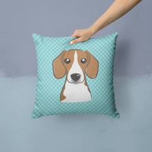 Load image into Gallery viewer, Checkerboard Blue Beagle Canvas Throw Pillow - 14x14 Decorative Pillow – Art for Your Home &amp; Patio BB1177PW1414