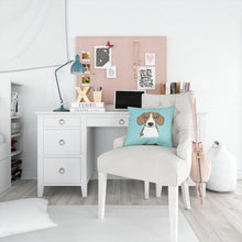 Load image into Gallery viewer, Checkerboard Blue Beagle Canvas Throw Pillow - 14x14 Decorative Pillow – Art for Your Home &amp; Patio BB1177PW1414