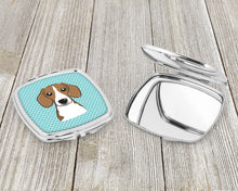 Load image into Gallery viewer, Checkerboard Blue Beagle Compact Mirror – Stylish Purse Mirror with Artistic Covers BB1177SCM