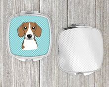 Load image into Gallery viewer, Checkerboard Blue Beagle Compact Mirror – Stylish Purse Mirror with Artistic Covers BB1177SCM