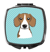 Load image into Gallery viewer, Checkerboard Blue Beagle Compact Mirror – Stylish Purse Mirror with Artistic Covers BB1177SCM