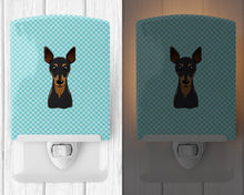 Load image into Gallery viewer, Checkerboard Blue Min Pin Ceramic Night Light BB1178CNL