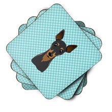 Load image into Gallery viewer, Checkerboard Blue Min Pin Coasters - Set of 4 Lightweight Foam, Absorbent Drink Coasters BB1178FC