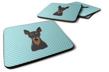 Load image into Gallery viewer, Checkerboard Blue Min Pin Coasters - Set of 4 Lightweight Foam, Absorbent Drink Coasters BB1178FC