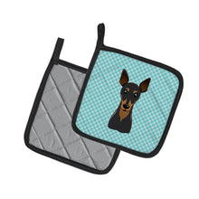 Load image into Gallery viewer, Checkerboard Blue Min Pin Pot Holders - Set of 2 - Heat-Resistant Kitchen Essentials BB1178PTHD