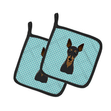 Load image into Gallery viewer, Checkerboard Blue Min Pin Pot Holders - Set of 2 - Heat-Resistant Kitchen Essentials BB1178PTHD