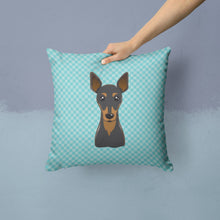 Load image into Gallery viewer, Checkerboard Blue Min Pin Canvas Throw Pillow - 14x14 Decorative Pillow – Art for Your Home &amp; Patio BB1178PW1414