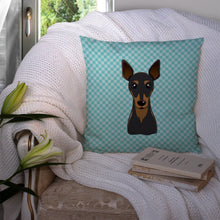 Load image into Gallery viewer, Checkerboard Blue Min Pin Canvas Throw Pillow - 14x14 Decorative Pillow – Art for Your Home &amp; Patio BB1178PW1414