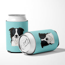 Load image into Gallery viewer, Checkerboard Blue Border Collie Can or Bottle Hugger BB1179CC