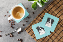 Load image into Gallery viewer, Checkerboard Blue Border Collie Coasters - Set of 4 Lightweight Foam, Absorbent Drink Coasters BB1179FC