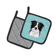 Load image into Gallery viewer, Checkerboard Blue Border Collie Pot Holders - Set of 2 - Heat-Resistant Kitchen Essentials BB1179PTHD