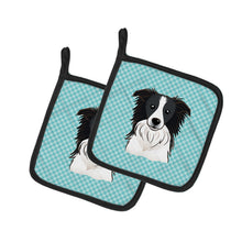 Load image into Gallery viewer, Checkerboard Blue Border Collie Pot Holders - Set of 2 - Heat-Resistant Kitchen Essentials BB1179PTHD