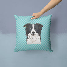 Load image into Gallery viewer, Checkerboard Blue Border Collie Canvas Throw Pillow - 14x14 Decorative Pillow – Art for Your Home &amp; Patio BB1179PW1414