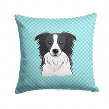 Load image into Gallery viewer, Checkerboard Blue Border Collie Canvas Throw Pillow - 14x14 Decorative Pillow – Art for Your Home &amp; Patio BB1179PW1414