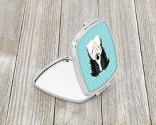 Load image into Gallery viewer, Checkerboard Blue Border Collie Compact Mirror – Stylish Purse Mirror with Artistic Covers BB1179SCM
