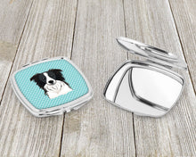 Load image into Gallery viewer, Checkerboard Blue Border Collie Compact Mirror – Stylish Purse Mirror with Artistic Covers BB1179SCM