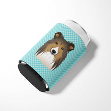 Load image into Gallery viewer, Checkerboard Blue Sheltie Can or Bottle Hugger BB1180CC