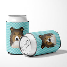 Load image into Gallery viewer, Checkerboard Blue Sheltie Can or Bottle Hugger BB1180CC