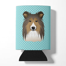 Load image into Gallery viewer, Checkerboard Blue Sheltie Can or Bottle Hugger BB1180CC
