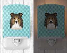 Load image into Gallery viewer, Checkerboard Blue Sheltie Ceramic Night Light BB1180CNL