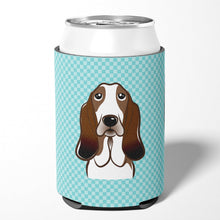 Load image into Gallery viewer, Checkerboard Blue Basset Hound Can or Bottle Hugger BB1181CC