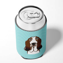 Load image into Gallery viewer, Checkerboard Blue Basset Hound Can or Bottle Hugger BB1181CC