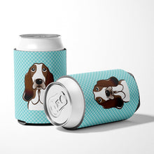 Load image into Gallery viewer, Checkerboard Blue Basset Hound Can or Bottle Hugger BB1181CC