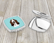 Load image into Gallery viewer, Checkerboard Blue Basset Hound Compact Mirror – Stylish Purse Mirror with Artistic Covers BB1181SCM