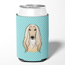Load image into Gallery viewer, Checkerboard Blue Afghan Hound Can or Bottle Hugger BB1182CC