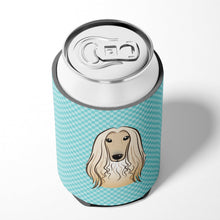 Load image into Gallery viewer, Checkerboard Blue Afghan Hound Can or Bottle Hugger BB1182CC