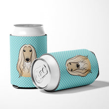 Load image into Gallery viewer, Checkerboard Blue Afghan Hound Can or Bottle Hugger BB1182CC