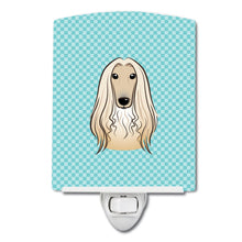 Load image into Gallery viewer, Checkerboard Blue Afghan Hound Ceramic Night Light BB1182CNL