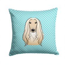 Load image into Gallery viewer, Checkerboard Blue Afghan Hound Canvas Throw Pillow - 14x14 Decorative Pillow – Art for Your Home &amp; Patio BB1182PW1414