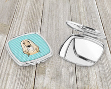 Load image into Gallery viewer, Checkerboard Blue Afghan Hound Compact Mirror – Stylish Purse Mirror with Artistic Covers BB1182SCM