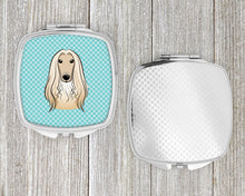 Load image into Gallery viewer, Checkerboard Blue Afghan Hound Compact Mirror – Stylish Purse Mirror with Artistic Covers BB1182SCM