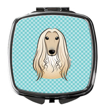 Load image into Gallery viewer, Checkerboard Blue Afghan Hound Compact Mirror – Stylish Purse Mirror with Artistic Covers BB1182SCM