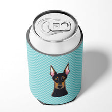 Load image into Gallery viewer, Checkerboard Blue Doberman Can or Bottle Hugger BB1183CC
