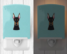 Load image into Gallery viewer, Checkerboard Blue Doberman Ceramic Night Light BB1183CNL