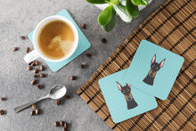 Load image into Gallery viewer, Checkerboard Blue Doberman Coasters - Set of 4 Lightweight Foam, Absorbent Drink Coasters BB1183FC
