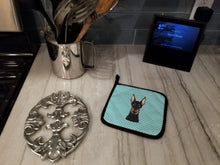 Load image into Gallery viewer, Checkerboard Blue Doberman Pot Holders - Set of 2 - Heat-Resistant Kitchen Essentials BB1183PTHD